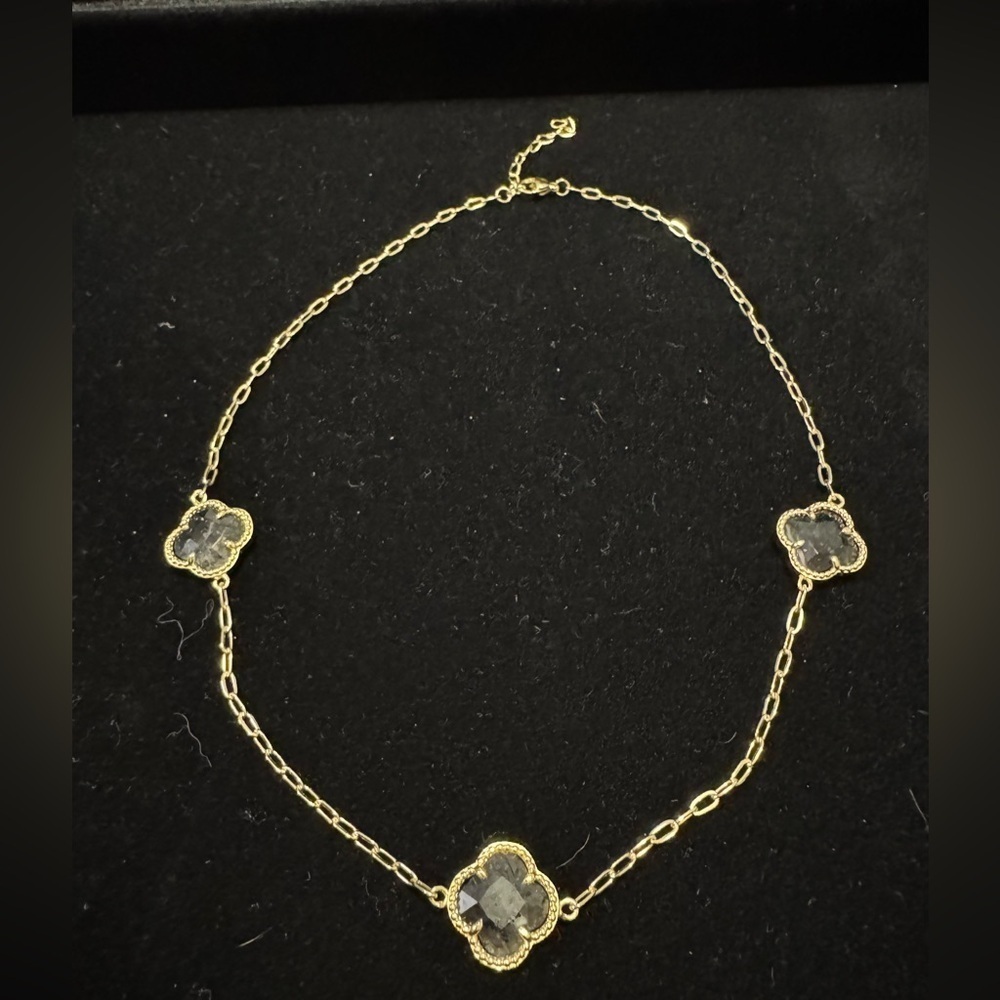 Elegant Gold and Smoky Quartz Clover Necklace